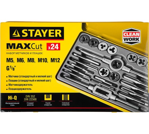 STAYER набор метчиков и плашек 24 предмета MaxCut 28020-H24 STAYER набор метчиков и плашек 24 предмета MaxCut 28020-H24