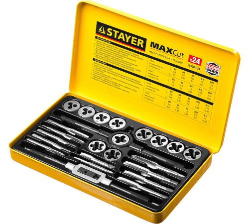 STAYER набор метчиков и плашек 24 предмета MaxCut 28020-H24 STAYER набор метчиков и плашек 24 предмета MaxCut 28020-H24