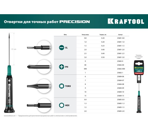 KRAFTOOL SL 1.0, отвертка для точных работ Precision 25681-1.0 KRAFTOOL SL 1.0, отвертка для точных работ Precision 25681-1.0