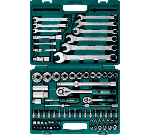 KRAFTOOL X-Drive 82, 82 предм., (1/2″+1/4″), универсальный набор инструмента (27887-H82)