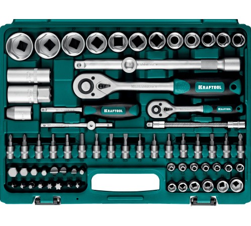 KRAFTOOL X-Drive 82, 82 предм., (1/2″+1/4″), универсальный набор инструмента (27887-H82)