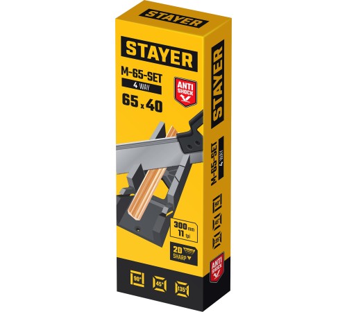 STAYER 65 х 40 мм, 300 мм, пластиковое стусло с пилой (1539-30)
