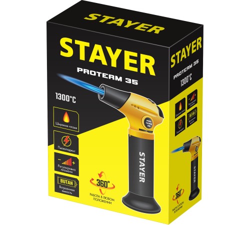 STAYER ProTerm 35, 1300°С, автономная газовая горелка с пьезоподжигом, Professional (55522) STAYER ProTerm 35, 1300°С, автономная газовая горелка с пьезоподжигом, Professional (55522)