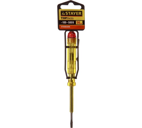 STAYER 100-500 В, 140 мм, пластик, пробник электрический 2571-14_z01 STAYER 100-500 В, 140 мм, пластик, пробник электрический 2571-14_z01
