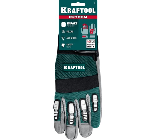 KRAFTOOL EXTREM, L, для тяжелых мех. Работ, антивибрационные, с резиновыми накладками, профессиональные комбинированные перчатки (11287-L) KRAFTOOL EXTREM, L, для тяжелых мех. Работ, антивибрационные, с резиновыми накладками, профессиональные комбинированные перчатки (11287-L)