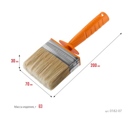 STAYER 3 х 7 см, щетина смешанная, пластмассовый корпус, кисть - макловица 0182-07