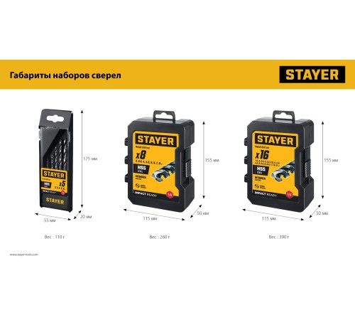 STAYER НЕХ-1/4″, 5 шт, набор сверл по металлу для винтовёртов и шуруповертов IMPACT READY (29603-H5) STAYER НЕХ-1/4″, 5 шт, набор сверл по металлу для винтовёртов и шуруповертов IMPACT READY (29603-H5)