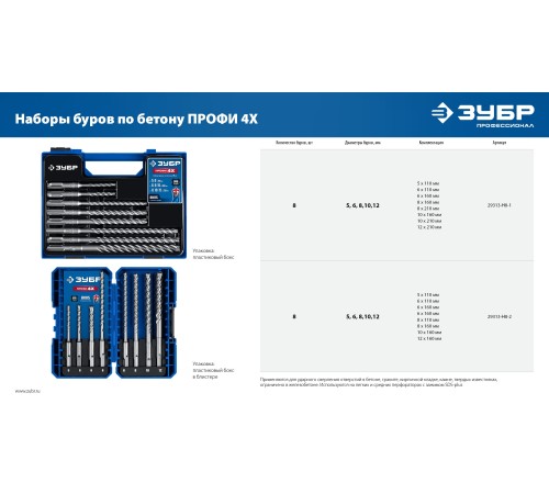 ЗУБР ПРОФИ-4Х 20x260 мм, SDS-plus бур (29313-260-20)