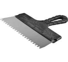 ЗУБР 250 мм, зуб 6 х 6 мм, пластиковая ручка, нержавеющий фасадный шпатель (10078-25-06)