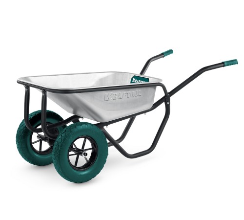 KRAFTOOL MAXDrive-2 110л, 280 кг, двухколесная, с трубным усилителем, кузов 0,9 мм, полиуретановые колеса, тачка строительная (39860) KRAFTOOL MAXDrive-2 110л, 280 кг, двухколесная, с трубным усилителем, кузов 0,9 мм, полиуретановые колеса, тачка строительная (39860)