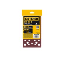 STEHER BPS-813-S 81х133 мм, Р240, шлифовальный лист на липучке, 46 отв., 5 шт. (35687-240) STEHER BPS-813-S 81х133 мм, Р240, шлифовальный лист на липучке, 46 отв., 5 шт. (35687-240)