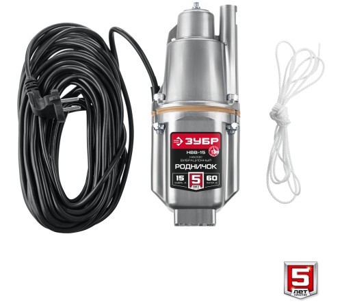 ЗУБР Родничок-В, 15 м, вибрационный насос с верхним забором (НВВ-15)