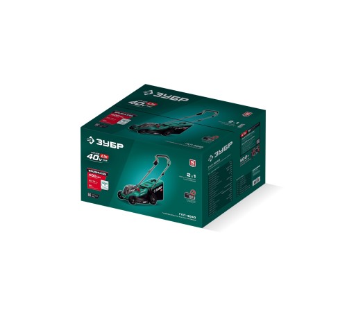 ЗУБР 40 В (2x20В), 400 мм, без АКБ (LMS), газонокосилка аккумуляторная бесщеточная (ГКЛ-4040)