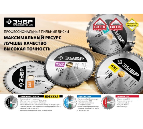 ЗУБР Оптимальный рез 235х30мм 36Т, диск пильный по дереву