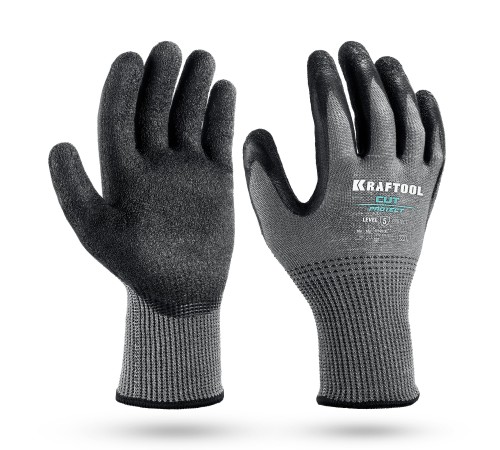 KRAFTOOL CUT PROTECT, XL (10), перчатки с кевларовой нитью для защиты от порезов, с рельефным латексным покрытием (11245-XL)