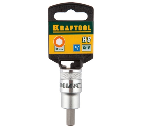 Торцовая бита-головка KRAFTOOL ″INDUSTRIE QUALITAT″, материал S2, HEX, сатинированная, 1/2″, H8