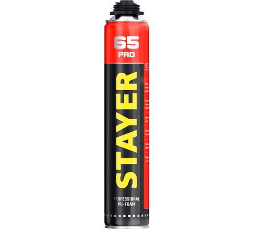 STAYER PRO 65, 800 мл, выход до 65 л, пистолетная, всесезонная, монтажная пена, Professional (41137)
