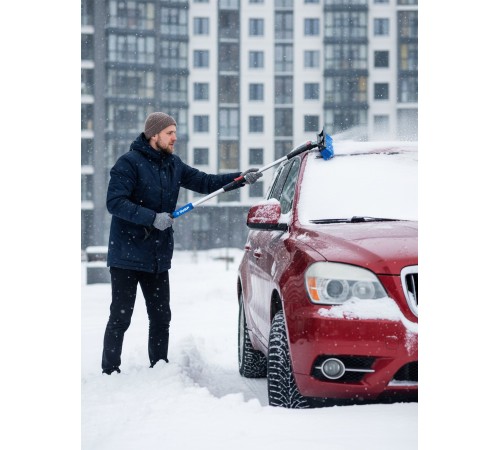 ЗУБР телескопическая щётка с поворотной головой и водосгоном от снега автомобильная, 910-1300 мм, Профессионал (61060-150)