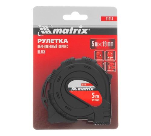 Рулетка Black,5 м х 19 мм,обрезиненный корпус Matrix Рулетка Black,5 м х 19 мм,обрезиненный корпус Matrix
