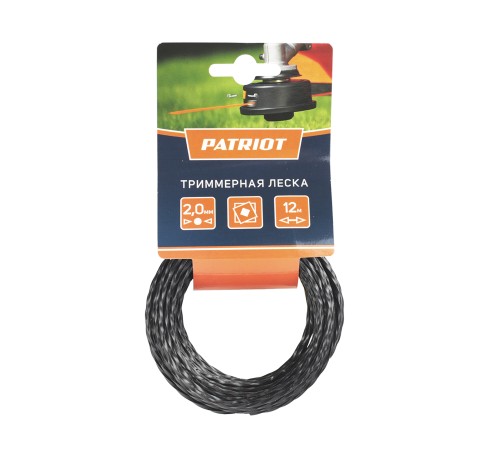 Леска D 2,0 мм L 12 м (скрученный квадрат, черная)