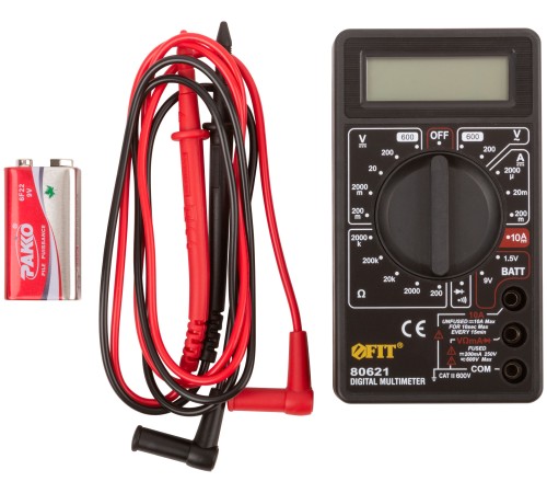 Мультиметр 0,1 мВ-600 В; 0,1 В-600 В; 1 мкА-10 А; 0,1 Ом-2 МОм; коробка FIT IT Мультиметр 0,1 мВ-600 В; 0,1 В-600 В; 1 мкА-10 А; 0,1 Ом-2 МОм; коробка FIT IT