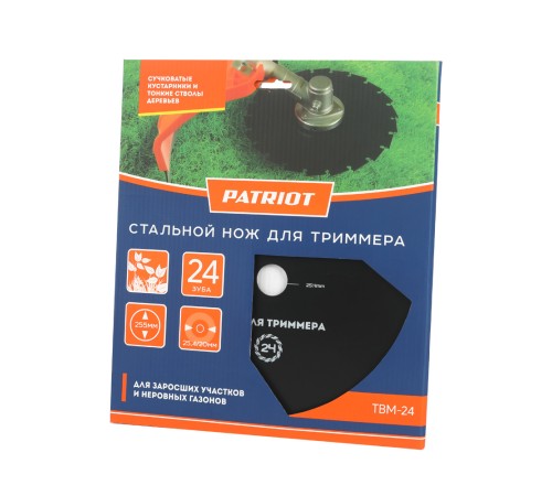 Нож PATRIOT TBM 24 для триммера (255х25.4 мм, 24 зубца) Нож PATRIOT TBM 24 для триммера (255х25.4 мм, 24 зубца)