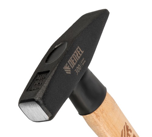 Молоток слесарный, 300 г, кованый квадратный боек, буковая рукоятка Denzel