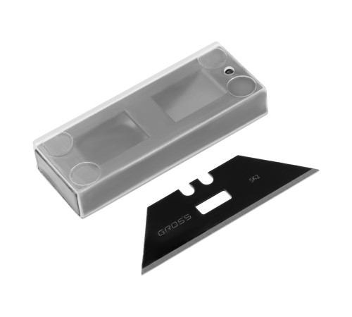 Нож-скребок складной, 19мм, сменное лезвие, SK2, 5 запас. лезвий, алюмин. корпус, клипса GROSS