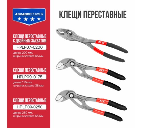 Клещи переставные P.I.T. ADVANCE HPLP09-0250