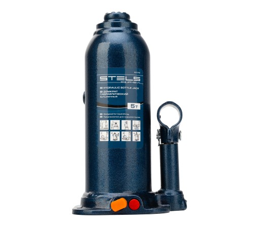 Домкрат гидравлический бутылочный, 5 т, h подъема 207-404 мм, в пластиковом кейсе Stels