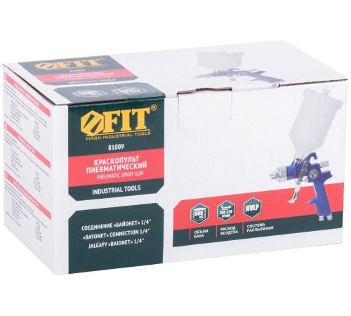 Краскопульт пневматический HVLP, пластиковый верхний бачок 600 мл, 1.4 мм FIT IT