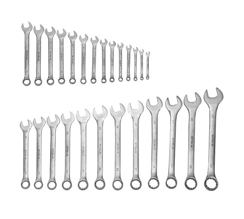 Набор ключей комбинированных 6-32 мм, 26 шт, CrV, матовый хром Stels