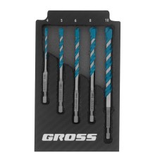 Набор сверл универсальных, Multipurpose PRO, 6-гр. хвостовик, 4-10мм, 5шт Gross Набор сверл универсальных, Multipurpose PRO, 6-гр. хвостовик, 4-10мм, 5шт Gross