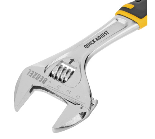 Ключ разводной, 250 мм (раскрытие до 38 мм), CrV, с быстрым сбросом, кованый, TPR рукоятка Denzel