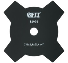 Нож для триммера, 4 лопасти, 2-х сторонние лезвия  230х25,4х4Т FIT IT Нож для триммера, 4 лопасти, 2-х сторонние лезвия  230х25,4х4Т FIT IT