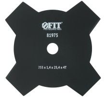Нож для триммера, 4 лопасти, 2-х сторонние лезвия  255х25,4х4Т FIT IT Нож для триммера, 4 лопасти, 2-х сторонние лезвия  255х25,4х4Т FIT IT