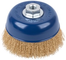 Щетка для УШМ, М14, тип "Чашка", латунированная витая проволока 0,3 мм, 125 мм, CUTOP Profi CUTOP