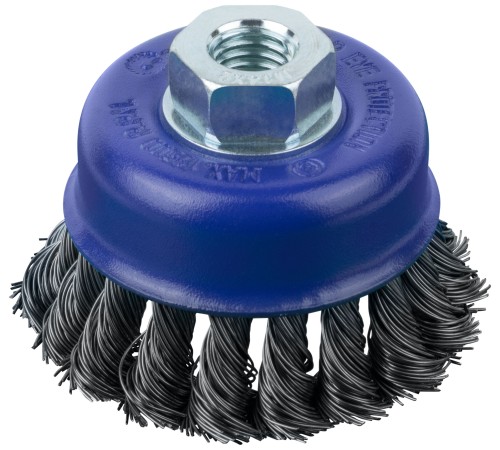 Щетка для УШМ, М14, тип "Чашка", крученая витая проволока 0,5 мм, 75 мм, блистер, CUTOP Profi CUTOP