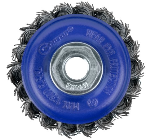 Щетка для УШМ, М14, тип "Чашка", крученая витая проволока 0,5 мм, 75 мм, блистер, CUTOP Profi CUTOP