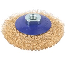 Щетка для УШМ, М14, тип "Тарелка", латун. витая проволока 0,3 мм, 100 мм, блистер, CUTOP Profi CUTOP