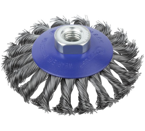 Щетка для УШМ, М14, тип "Тарелка", крученая проволока 0,5 мм, 100 мм, блистер, CUTOP Profi CUTOP