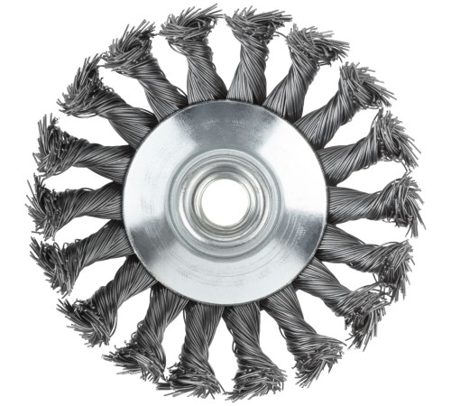 Щетка для УШМ, М14, тип "Тарелка", крученая проволока 0,5 мм, 100 мм, блистер, CUTOP Profi CUTOP