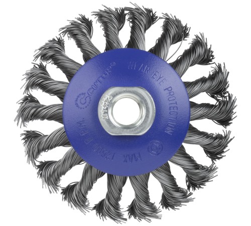 Щетка для УШМ, М14, тип "Тарелка", крученая проволока 0,5 мм, 100 мм, блистер, CUTOP Profi CUTOP