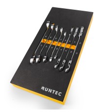 RUNTEC RT-WFE8F Набор ключей разрезных стандартных и шарнирных RUNTEC 6-19 мм в ложементе EVA, 8 предметов