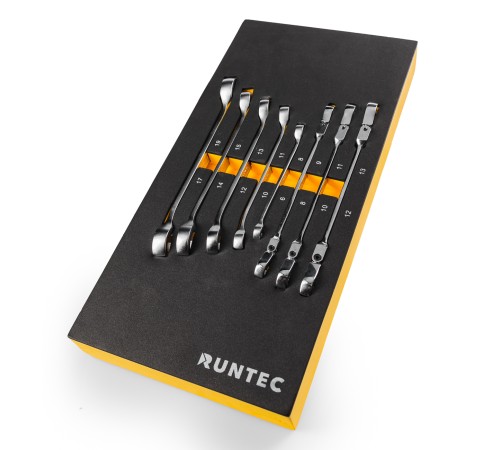 RUNTEC RT-WFE8F Набор ключей разрезных стандартных и шарнирных RUNTEC 6-19 мм в ложементе EVA, 8 предметов