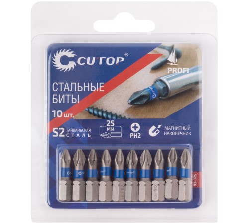 Биты стальные, 10 шт., CUTOP Profi, PH2, 25 мм CUTOP Биты стальные, 10 шт., CUTOP Profi, PH2, 25 мм CUTOP