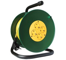 Удлинитель силовой на катушке, 4 гнезда, с заземлением, "СОЮЗ" ПВС (3х1,5 мм) 3500 Вт, 50 м РОС