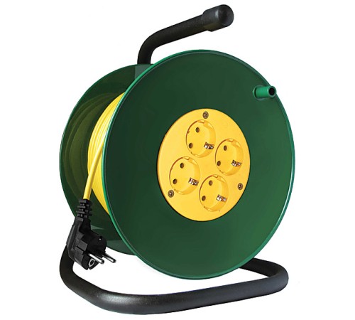 Удлинитель силовой на катушке, 4 гнезда, с заземлением, "СОЮЗ" ПВС (3х1,5 мм) 3500 Вт, 30 м РОС