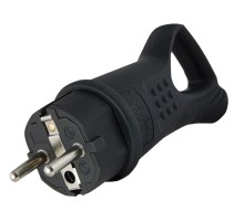 Вилка прямая однофазная с ушком ( каучук ) "UNIVERSAL" РОС