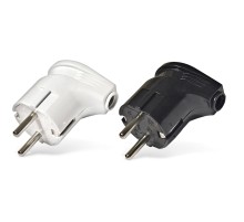 Вилка угловая с заземлением белая (16А; 250В ) "UNIVERSAL" CHINA